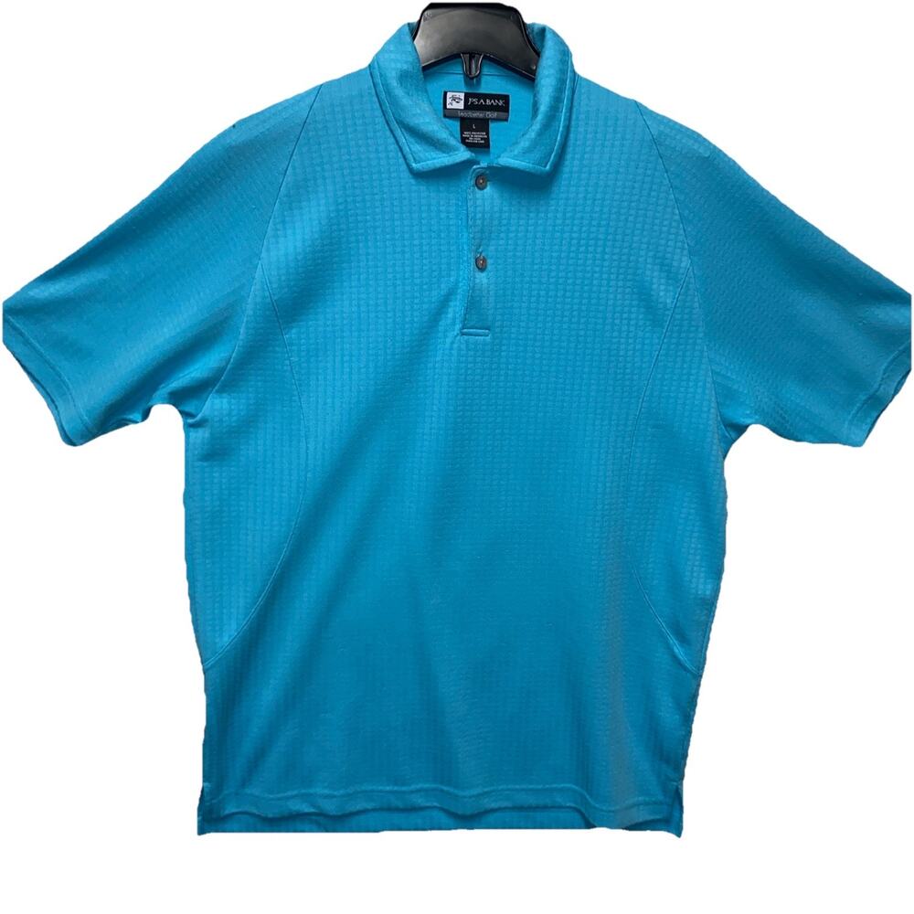 Jos A Bank Leadbetter Golf Mens Sz Large Short Sleeve Polo Shirt Green 2 Button